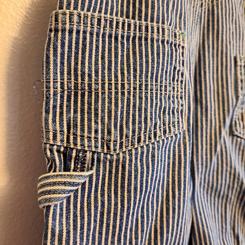 OshKosh B’Gosh Vestbak Striped Denim Railroad Engineer Bib Overalls W/Snap Legs - Picture 6 of 9